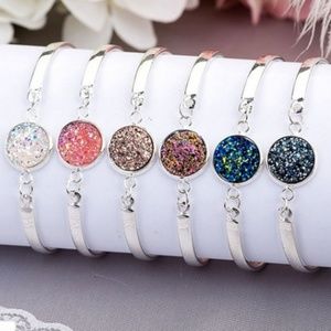 Silver white druzy bracelet - great for layering